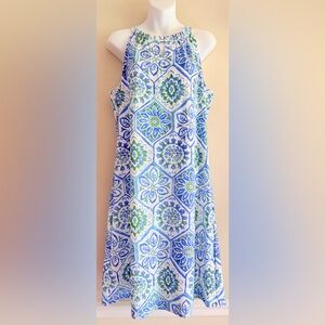 Jude Connally Lisa Long Mosaic Tile Periwinkle Sleeveless Dress XL